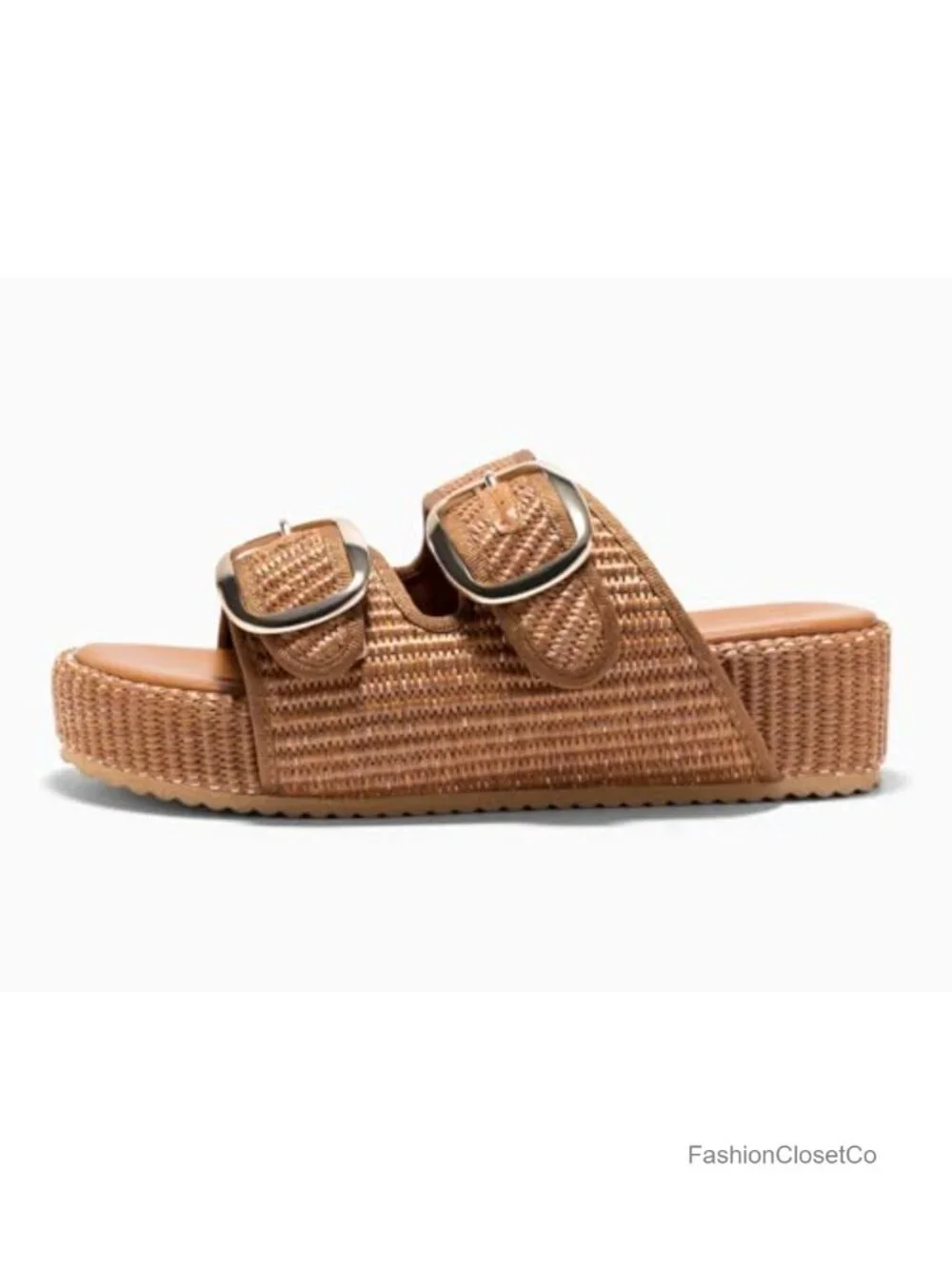Women's Raffia Platform Wedge Sandals Espadrilles Slip On